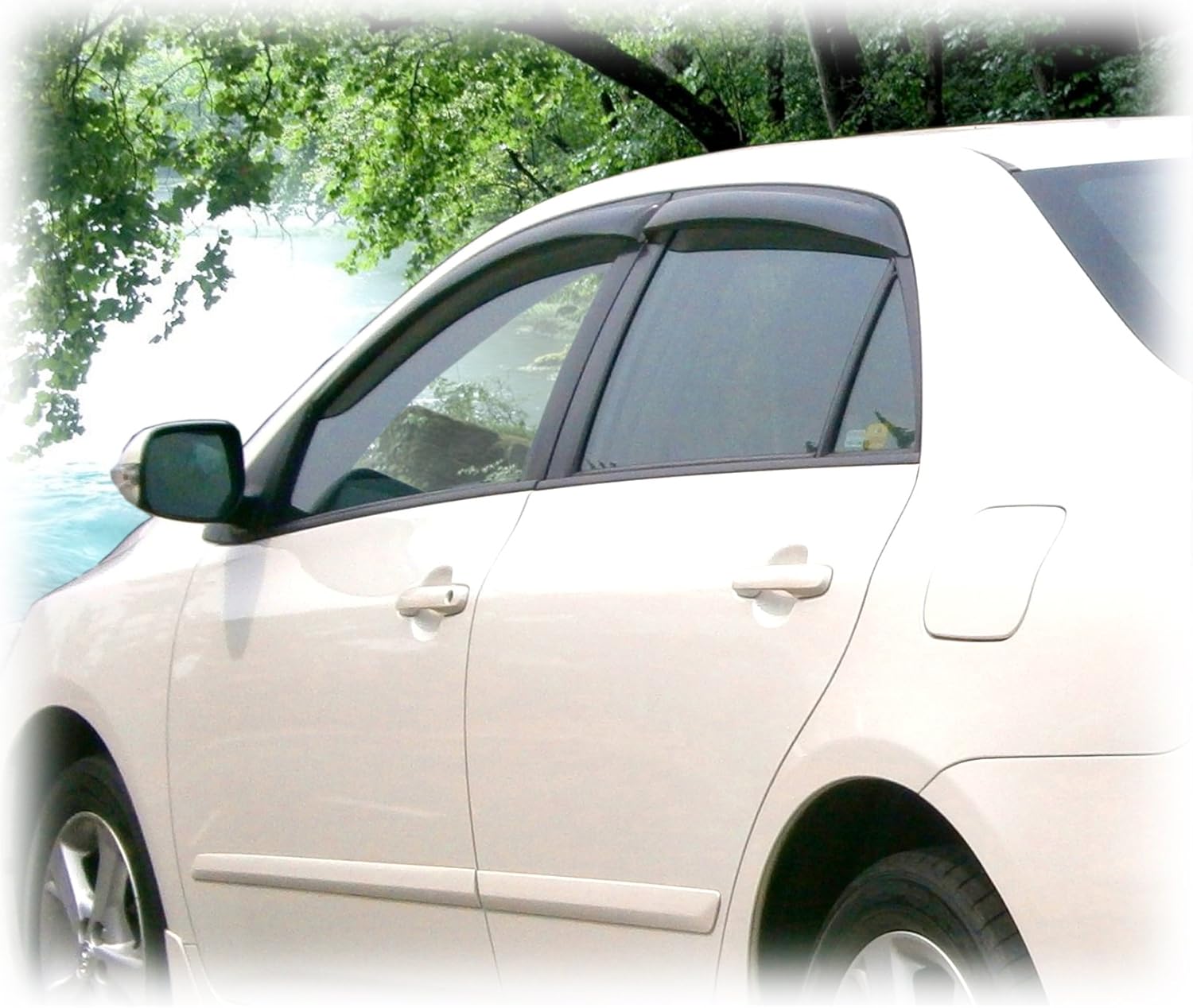 C&C Car Worx Aftermarket Set of 4 Tape-On Outside-Mount WV-14CO-TF Side Window Visor Rain Guard Deflectors Compatible with 4-Door Toyota Corolla 2014-2016 E-170 Series