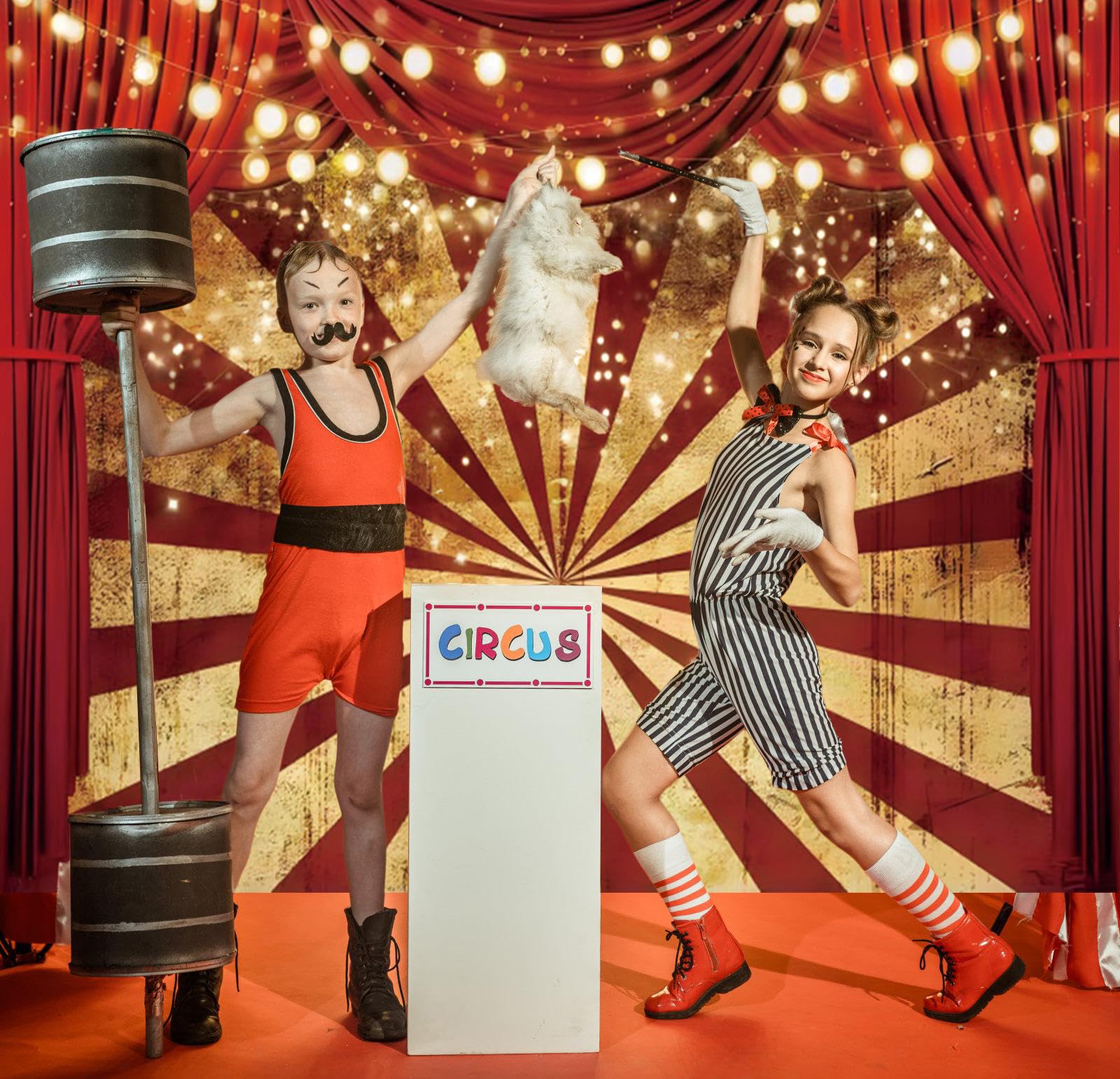 3 x 2,4 m Circo Sfondo Festa a tema Carnevale Rosso Tenda Sfondo Baby Shower Festa di Compleanno Banner Foto Booth Decorazioni Per Torte
