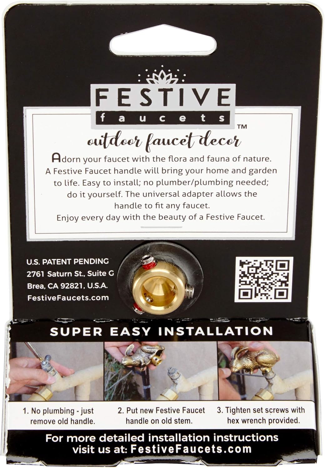 Festive Faucets - Rabbit in Package - Decorative Outdoor Faucet Handle with Universal Adapter : Patio, Lawn & Garden