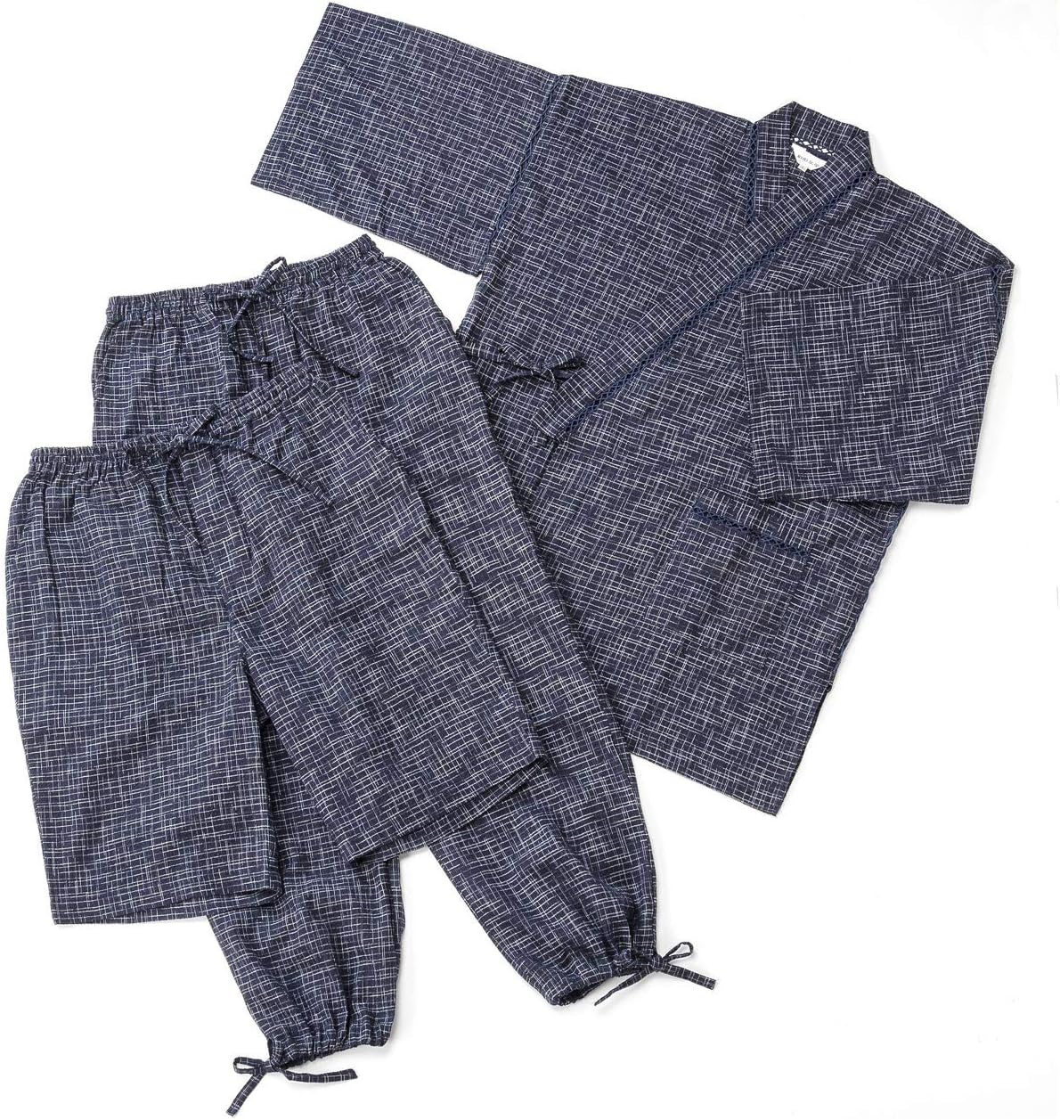 Amazon | [Men's7] 作務衣 甚平 3点セット ２パンツ入り、甚平用の半