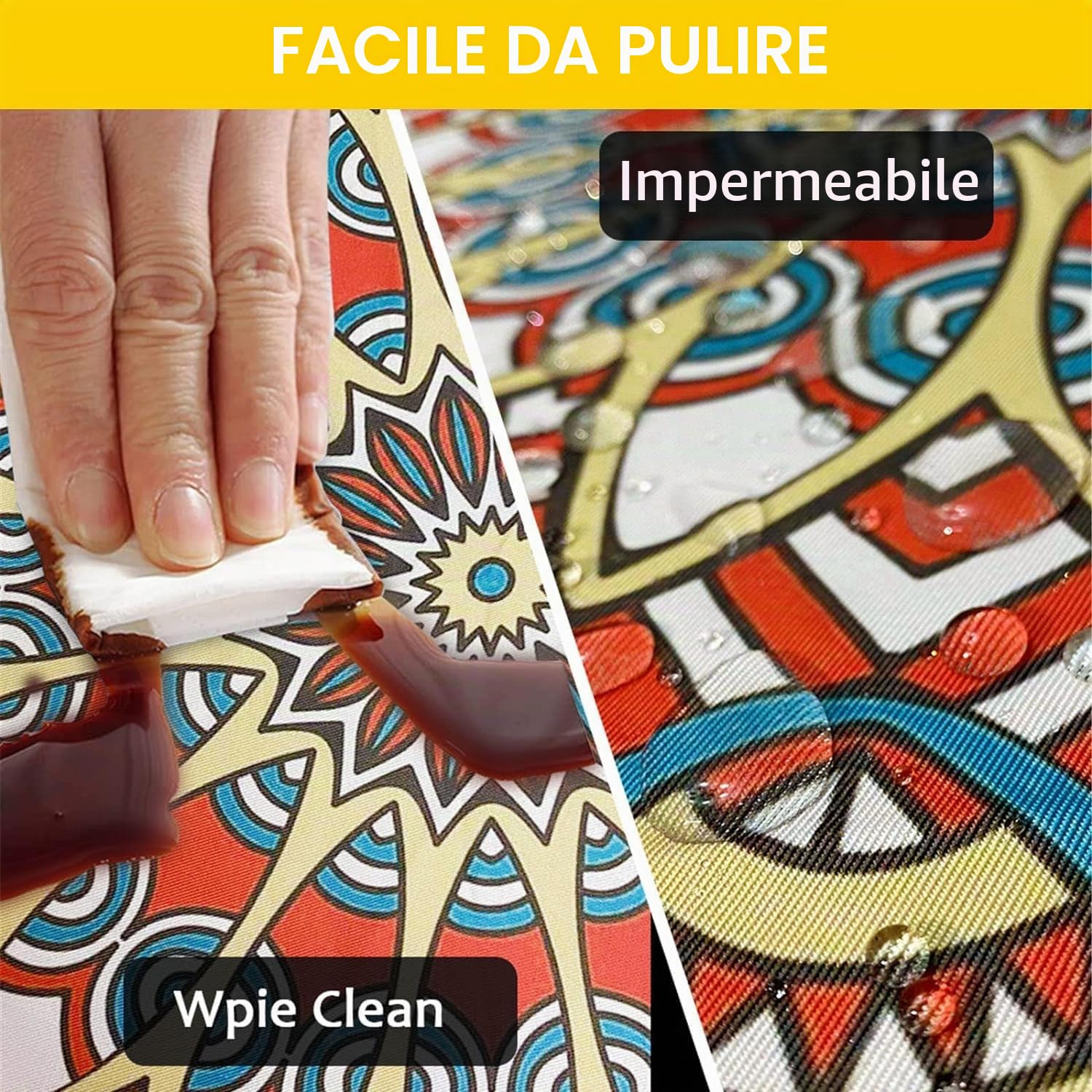 FANSU Tovaglia Antimacchia Rotondo 120 cm, Impermeabile per Tavola