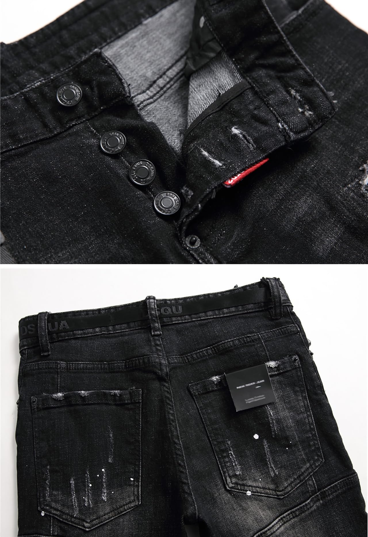 Herren Jeans, Y2K Slim Fit Stretch Denim mit Rissen, Zerrissene Destroyed Jeans im Hip Hop Cowboy Style, Regular Straight Fit, Modisch und Vielseitig für Freizeit & Streetwear