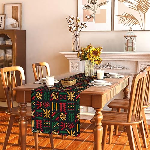 Miniatura 3 de Rvsticty Camino de mesa de lino negro con el mes de la historia negro mantel del mes de la historia negro decoraciones y suministros para el hogar y