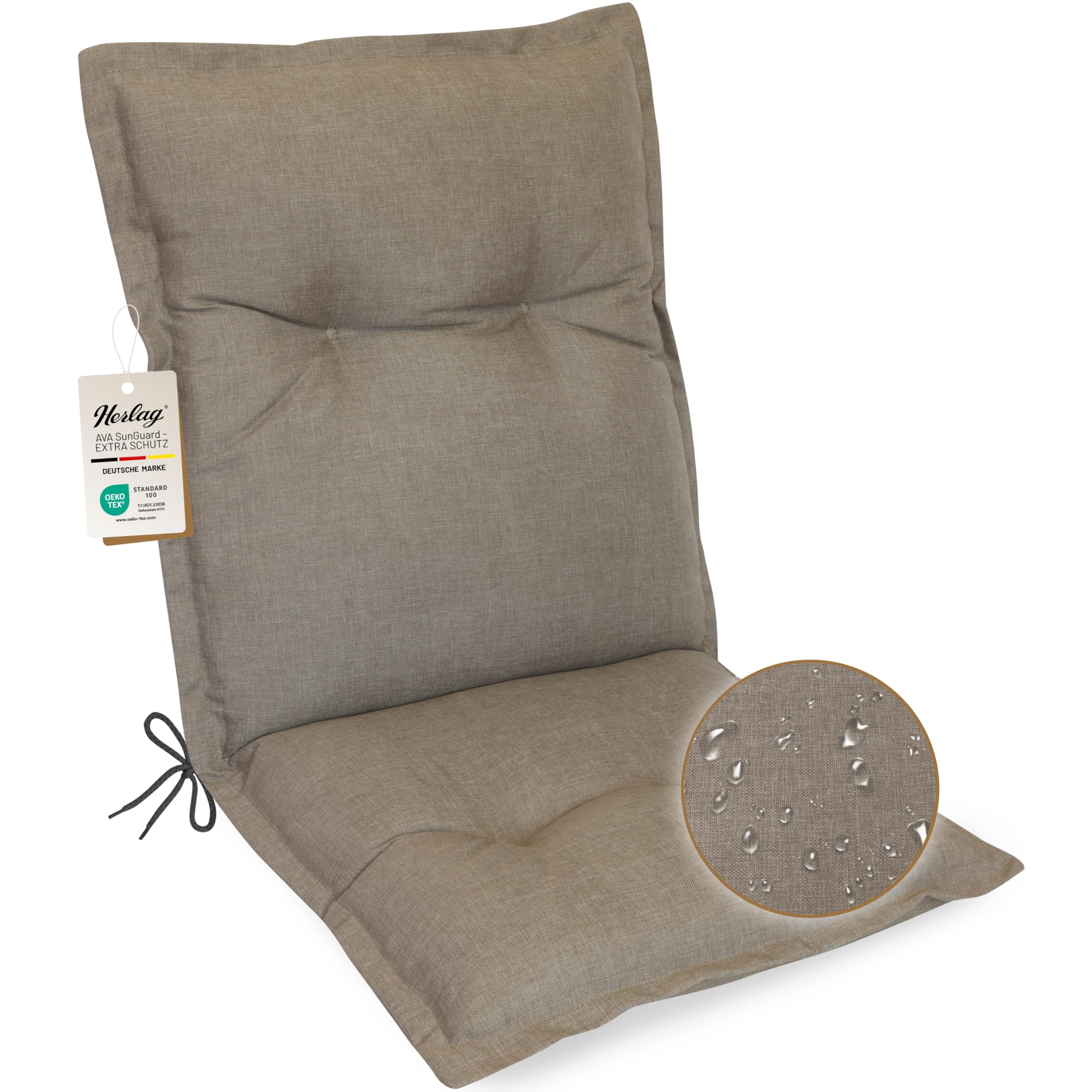 Herlag Niedriglehner-Gartenstuhlauflage AVA Sun-Guard – Taupe, 103x50x9 cm