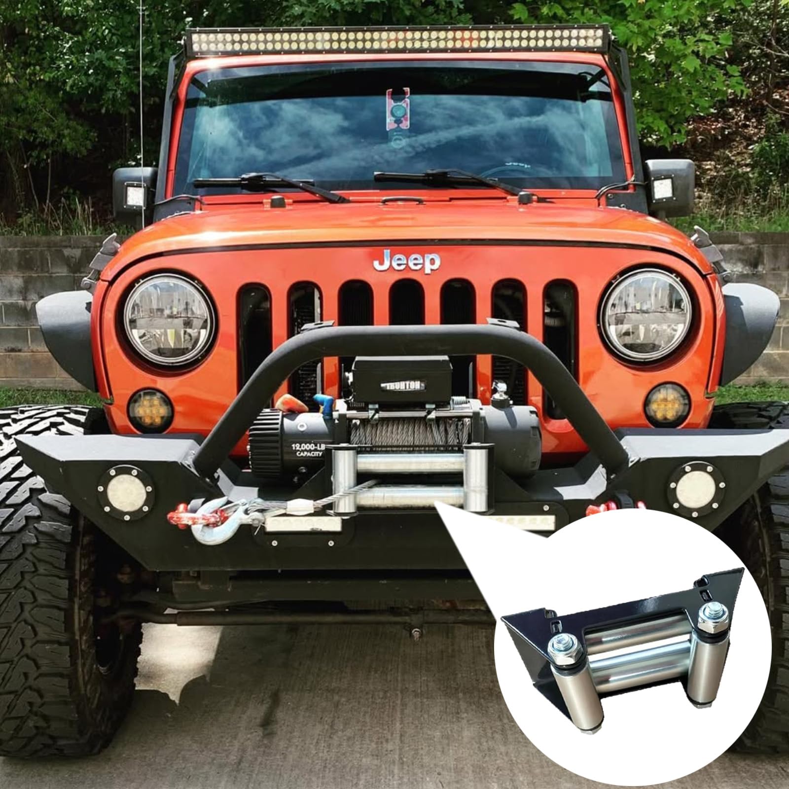 RANRAO Soporte Guía Rodillo Cabrestante 5500 Libras – Acero Inoxidable Para UTV/ATV, Protege Tu Cuerda