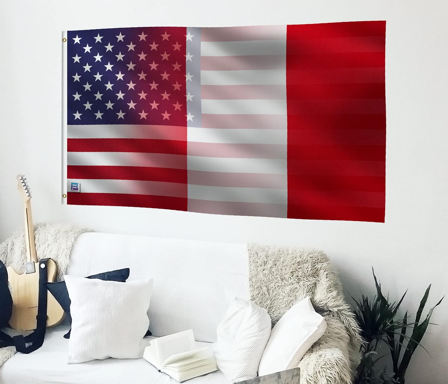3x5 ft Peruvian American Hybrid Flag: 100% Polyester Banner, Brass Grommets & Strong Canvas Header, For Use Outdoor or Indoor