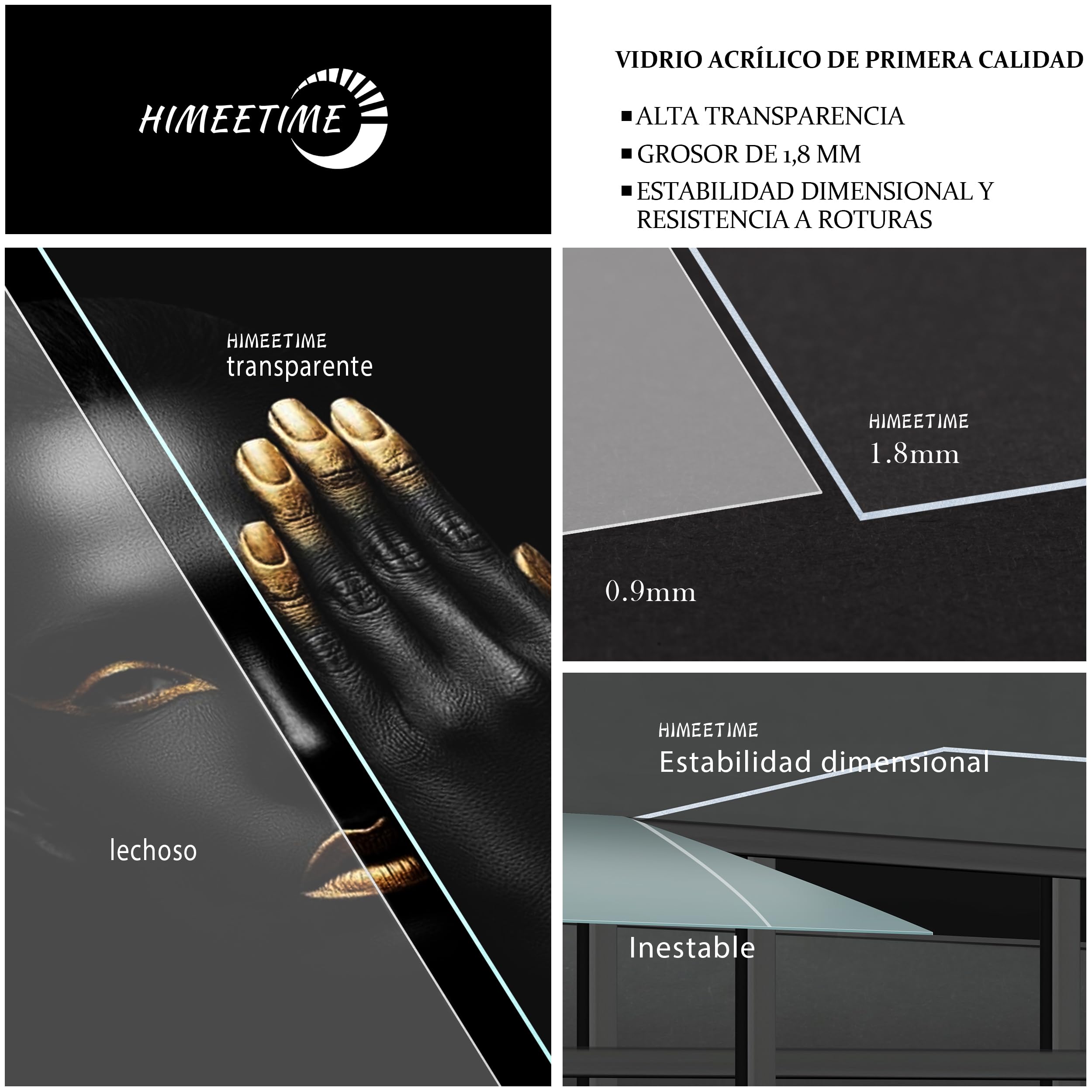 HIMEETIME® 1x Marco de Fotos - A2 42x59.4 cm,Madera de Roble | Passepartout 30x42cm | Marco 42x60 Grande para Diplomas - Solo para Montaje en Pared