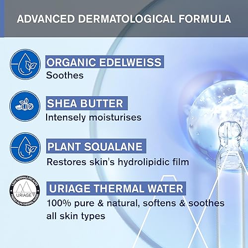 Miniatura 4 de Uriage Baby 1st Moisturizing Cream with Organic Edelweiss & Shea Butter, Hydrates & Prevents Dryness, Fast-Absorbing, Non-sticky, 97% Ingredients of