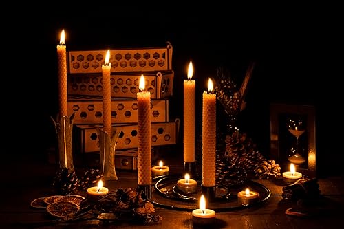 Miniatura 6 de FLAPINKO - Juego de velas de cera de abejas hechas a mano, 6 piezas, orgánicas, naturales, puras, mecha de algodón, textura de panal, juego de