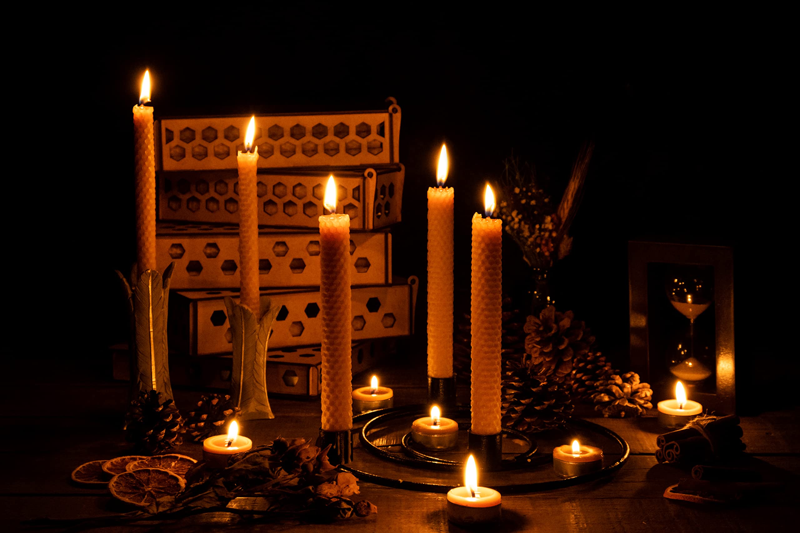 Bijenwas kaars | Opgerolde honingraat | Tafel waskaars