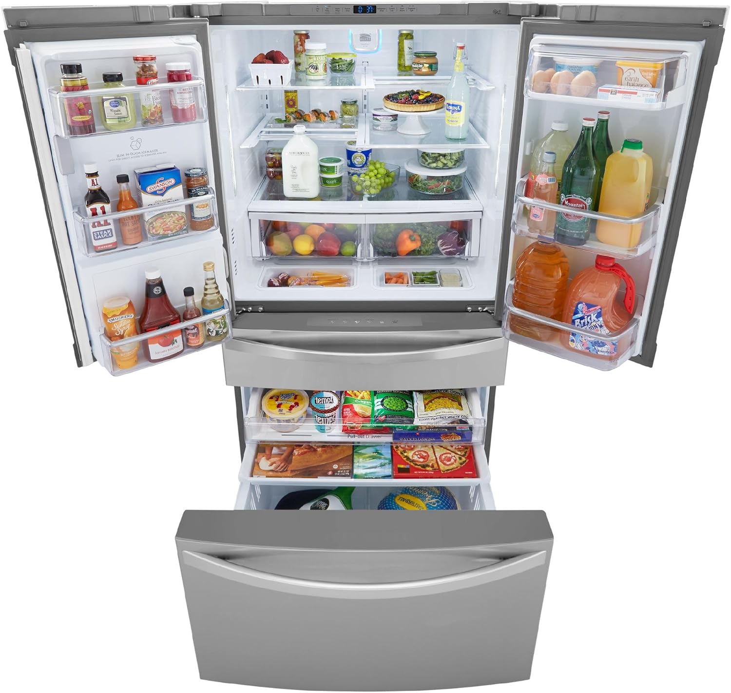Kenmore 4672483 4 Door Bottom Freezer Refrigerator with Dispenser, 29.9 cu. ft, Stainless Steel