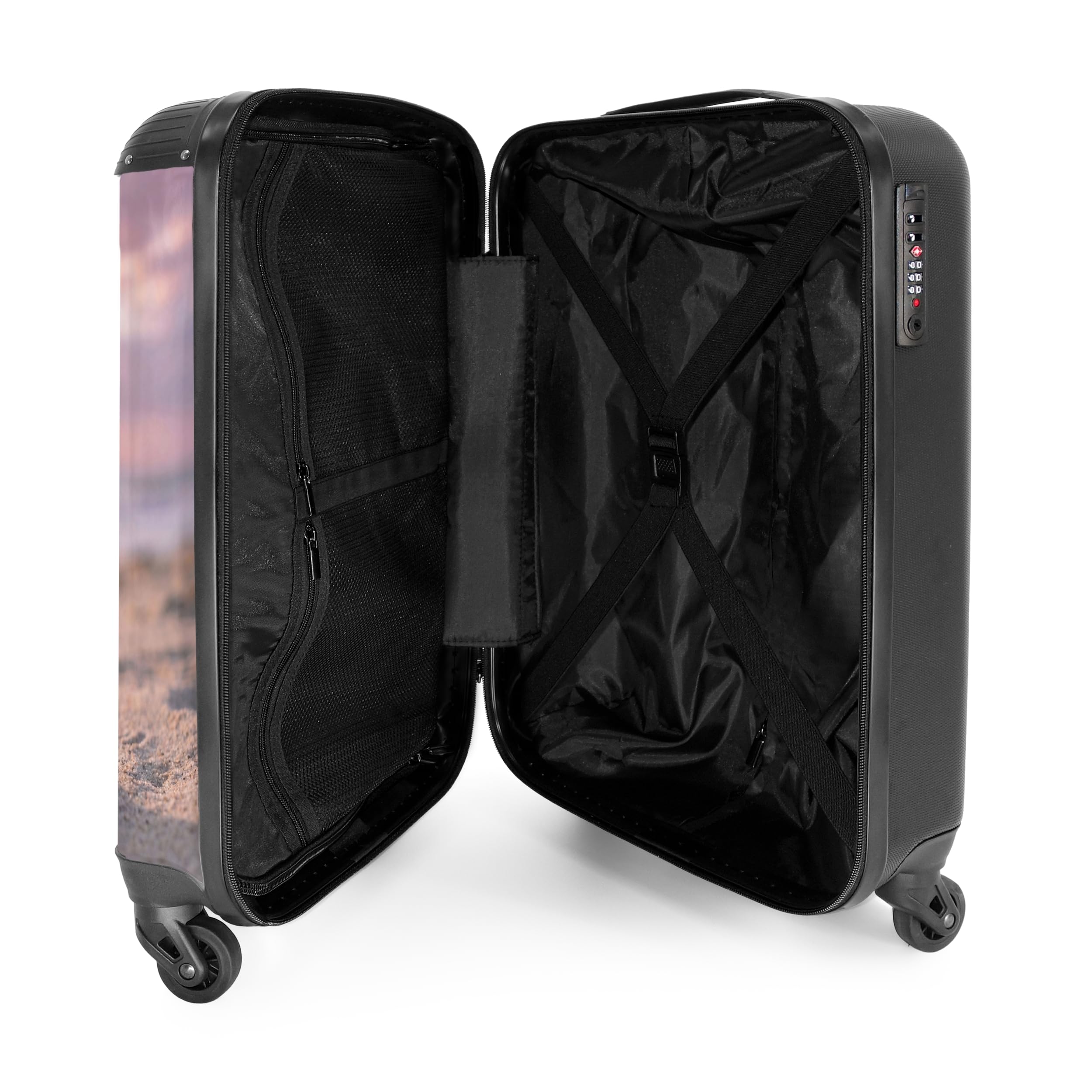 NoBoringSuitcases.com® Equipaje De Mano 55x35x20 cm Cabina Viaje Avion Trolley Rígido Ligero 4 Ruedas Maletas Carry On Suitcase Cabin Piedras - Arena - Rosa