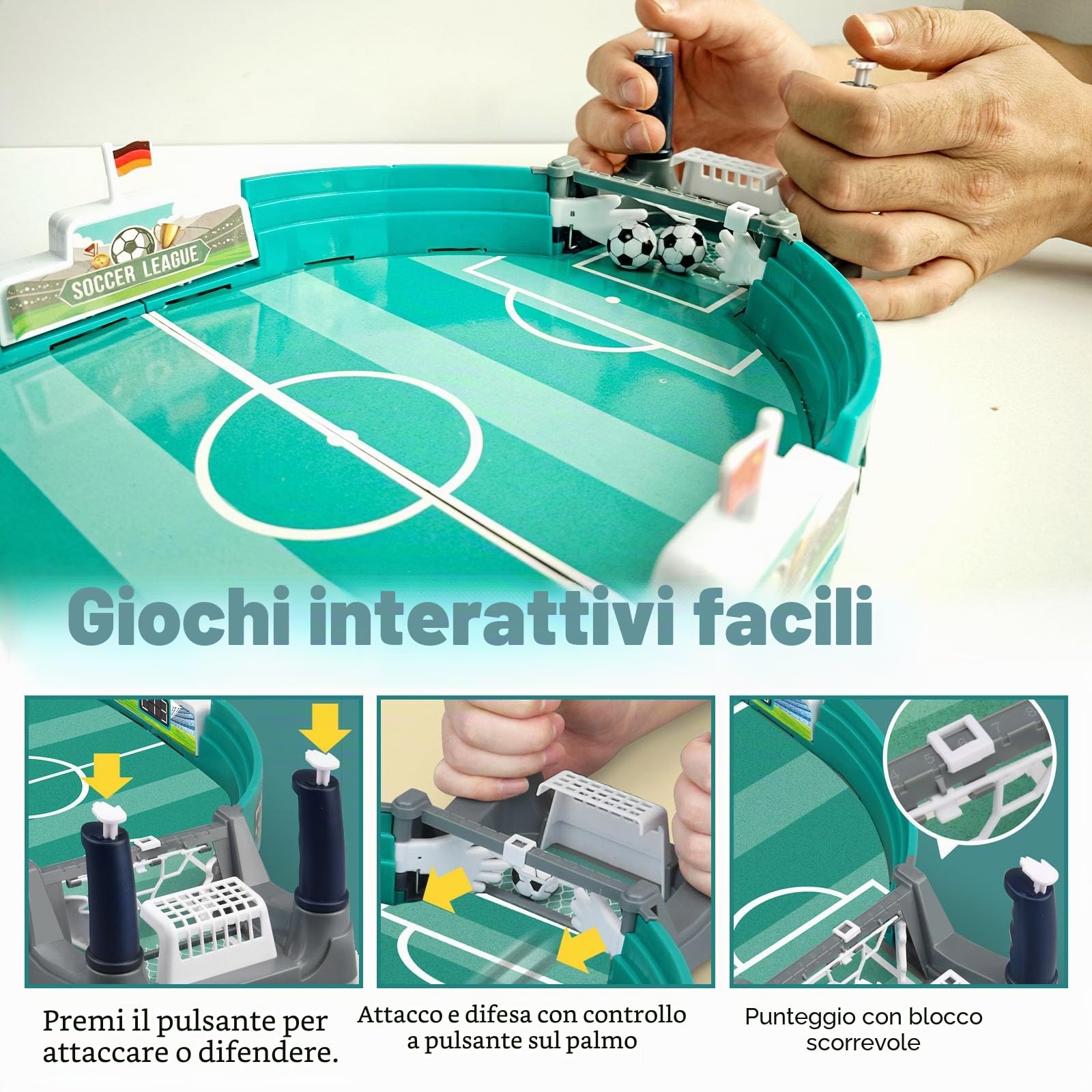 Calcio Balilla Bambini con 6 Palline Mini Biliardino Interattivo per Bambini, Adulti, Feste di Famiglia