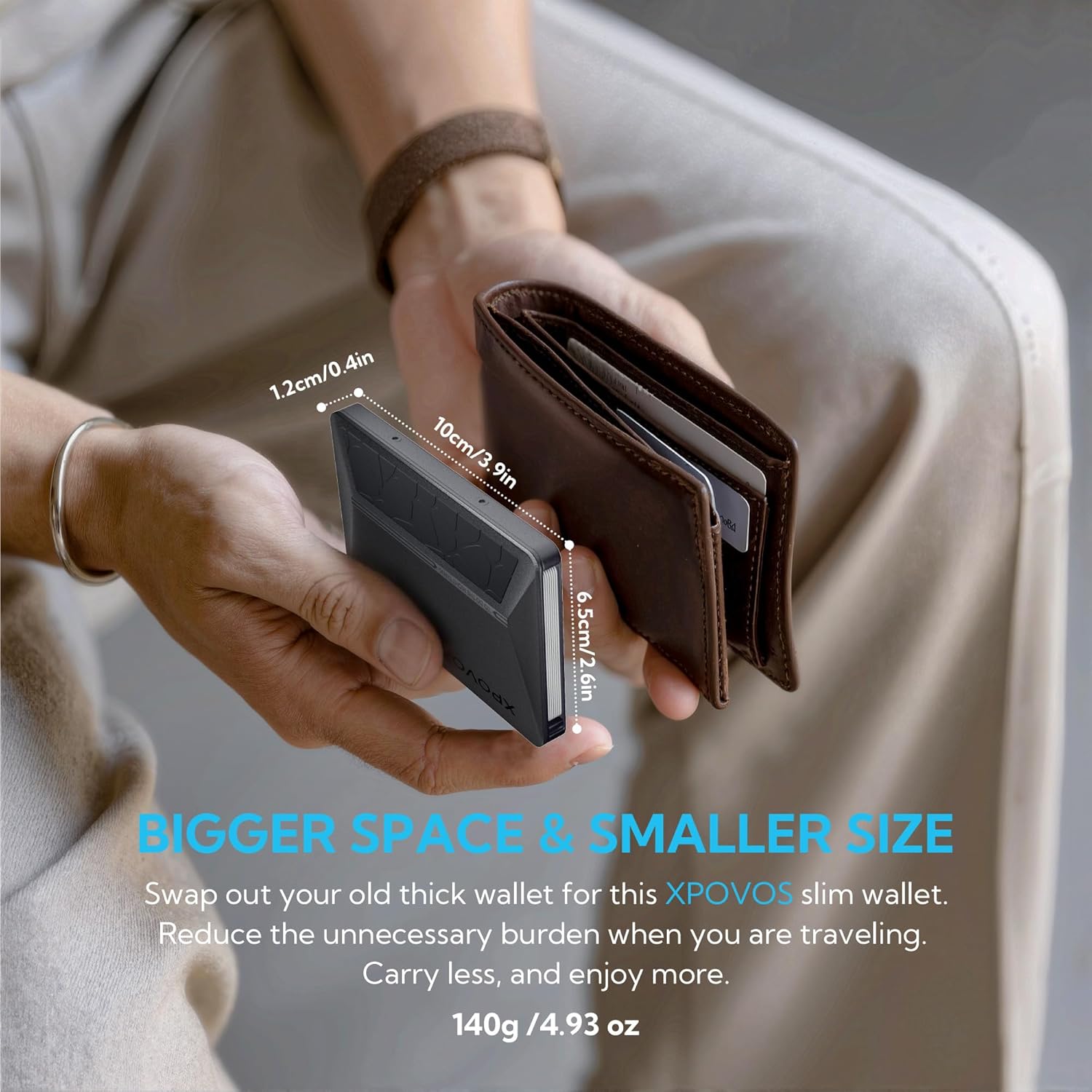 Metal Wallet for Men - Slim Mens Wallet with Money Clip Slide to Pop-up Minimalistic RFID Wallet Credit Card Holder for Men with Gift Box - Image 4