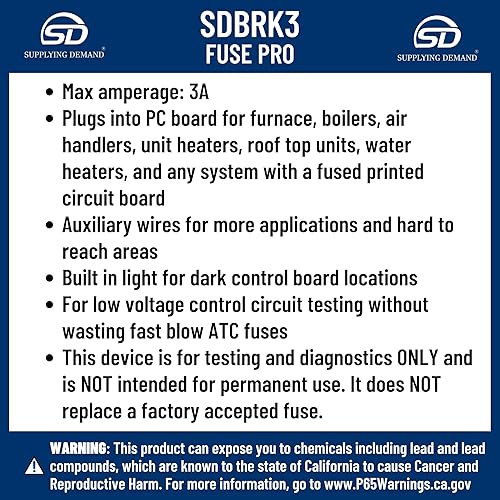 Miniatura 3 de Supplying Demand BRK3 Fusible Pro 3 Probador de AMP con enchufes de luz en la placa de PC