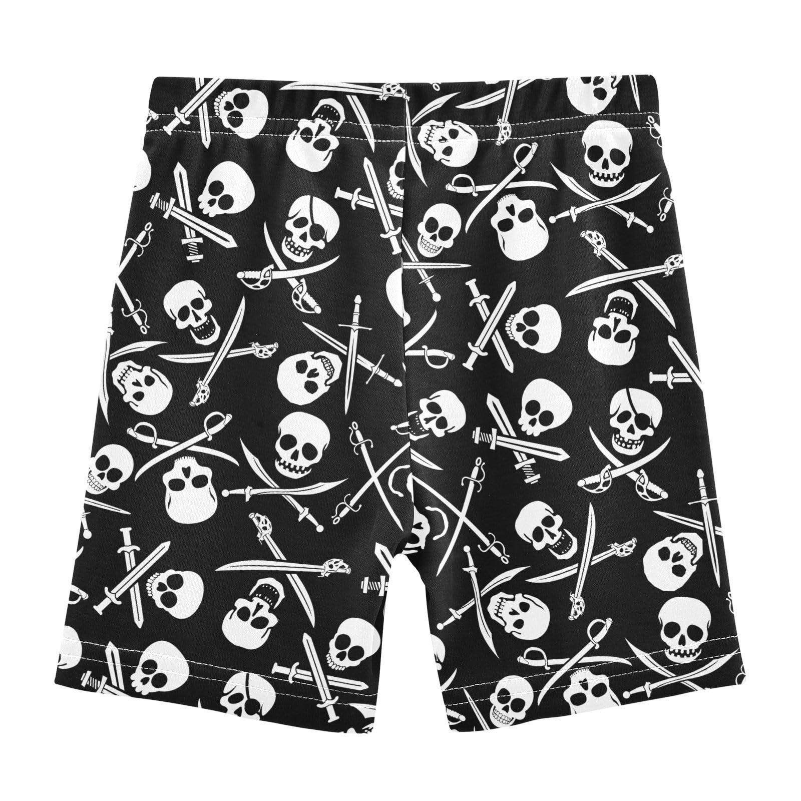 JHKKU Girls Pirate Skull Shorts Cotton Cartwheel Bike Kids Biker Under Dress Dance Short Girl Clothes 6T