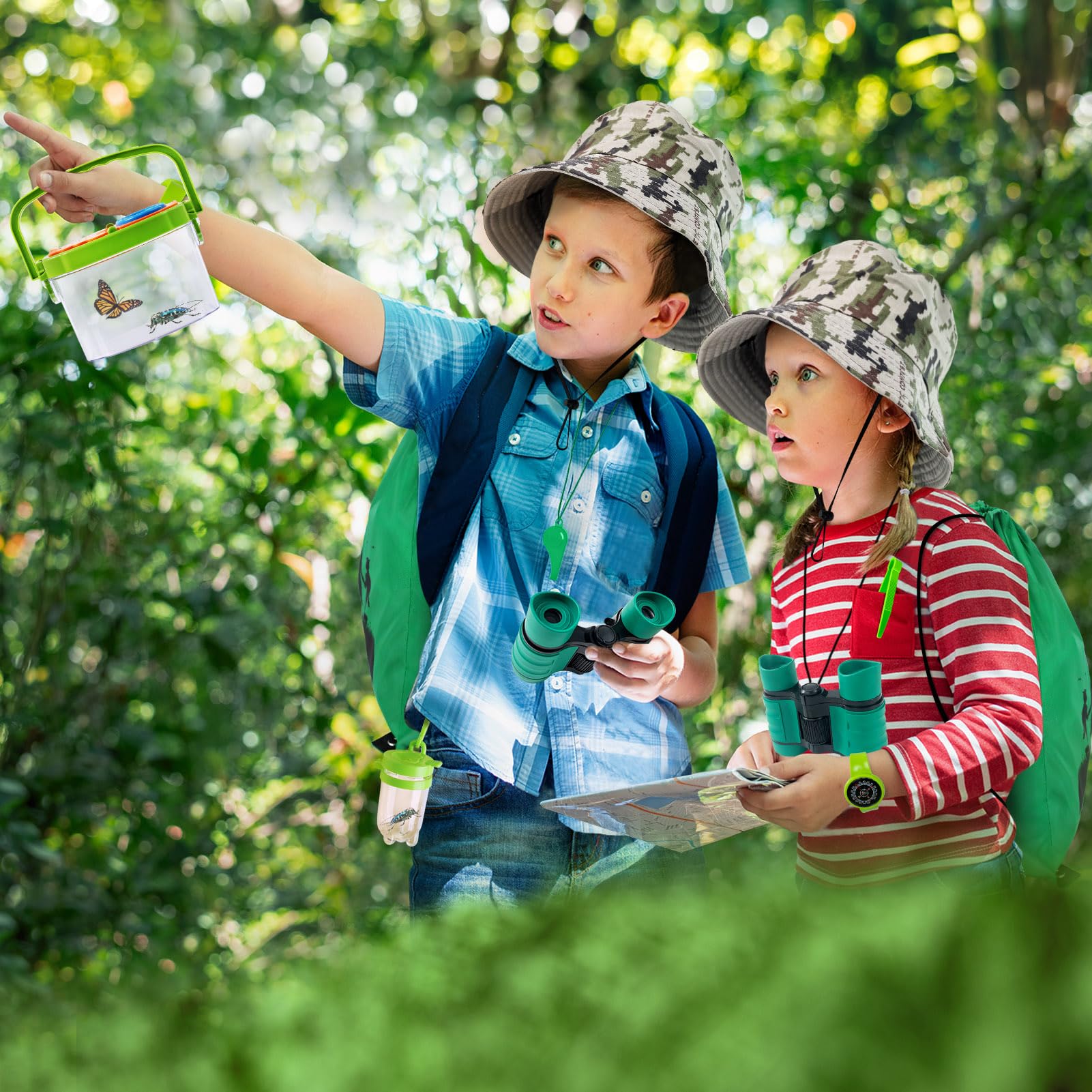 Set di Giocattoli da Esploratore Esterno, Set Explorer Outdoor Giocattoli, Set di Esplorazione per Bambini Binocolo, Regalo per età 3, 4, 5, 6, 7, 8+, Anni, Ragazzi, Ragazze, Bambini