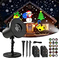 Trailabo Refletor Projetor de Natal 3D ao Ar Livre, 12 Luzes Coloridas com Padrão de Natal, Projetor LED de Natal à Prova D'Água, Adequado para Decoração de Parede Interna e Externa