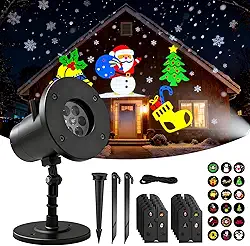 Refletor Projetor de Natal 3D ao Ar Livre, 12 Luzes Coloridas com Padrão de Natal, Projetor LED de Natal à Prova D'Água, Adequado para Decoração de Parede Interna e Externa