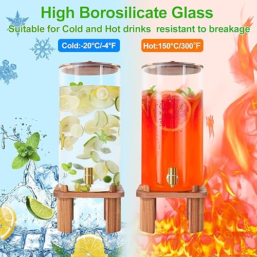 Miniatura 4 de Dispensador grande de bebidas de 3 galones para fiestas, dispensador de bebidas de vidrio con soporte, dispensador de bebidas de agua con válvula