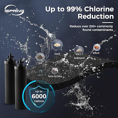 Miniatura 3 de iSpring DGF2-NW Gravity-Fed Stainless Steel Countertop Water Filter System with Natural Wood Base,with 2 Activated Carbon Water Filters,Chlorine