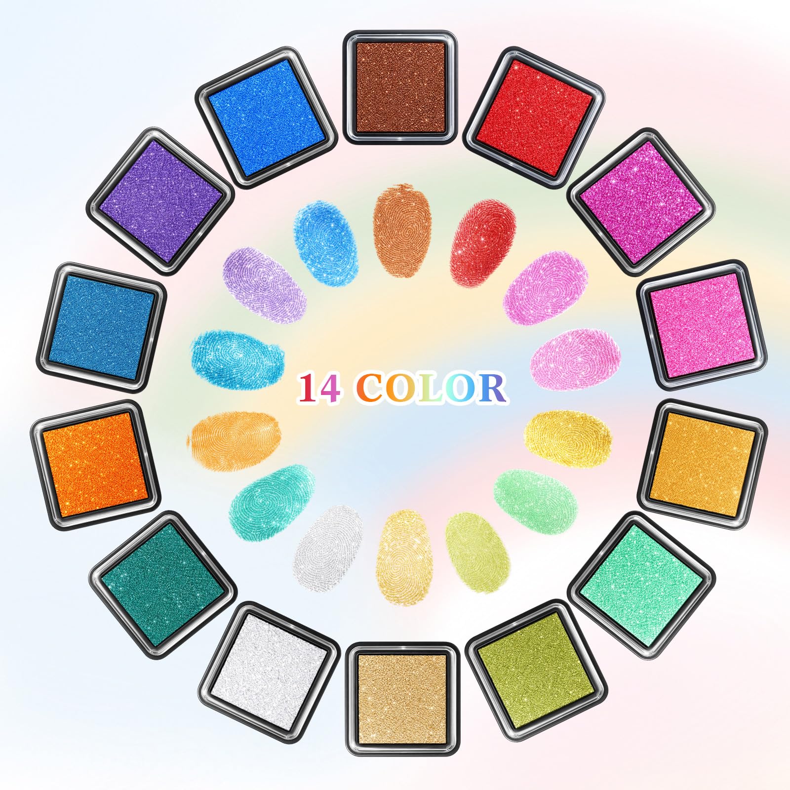 Glitter Ink Pads - 14 Colors for Stamps & Scrapbooking -5