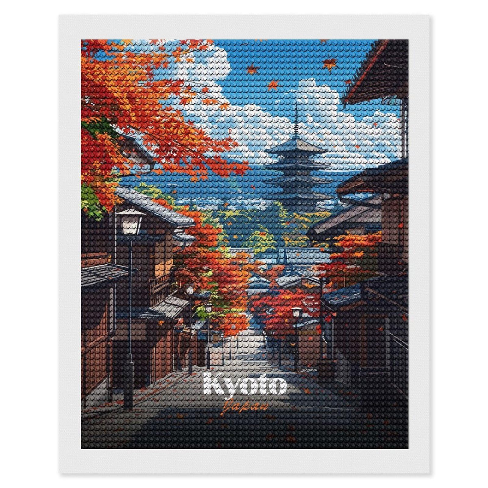 Junmoney Kyoto Japan Autumn Landscape(2) Diamond Art Kit 16"x20", Relaxing DIY Hobby, Satisfying Creative Project, Living Room Decor, for Women