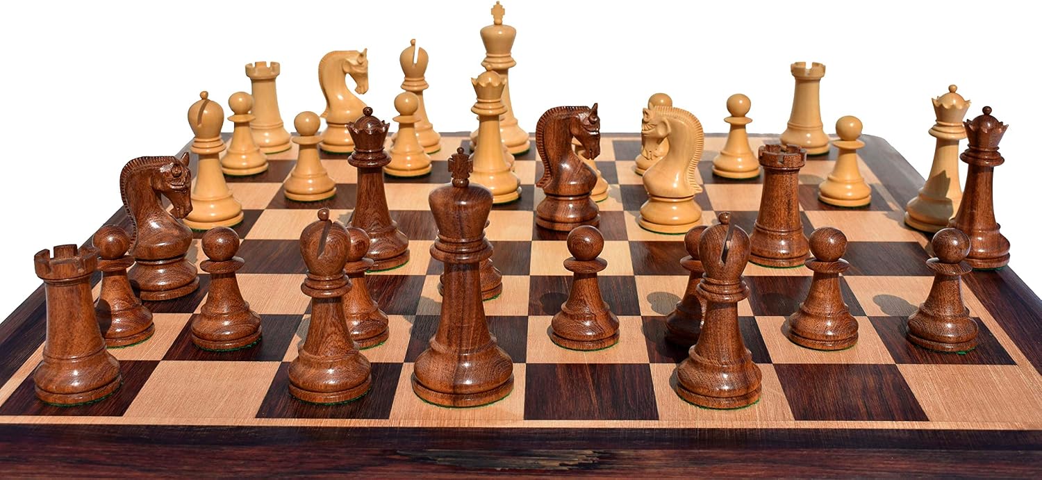 The Chess Empire-Leningrad Series 4" Boxwood & Acacia Wood Luxury Wood Chess Set Pieces only