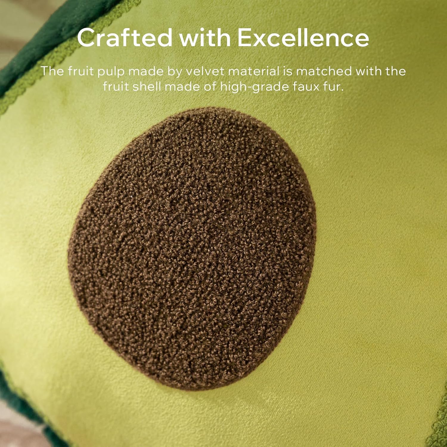 Phantoscope Avocado Shaped Throw Pillow, Fun Home Decor of Fruit Themed Shaped Cushions, Decorative Shaped Pillow for Couch Bed and Chair, Green,12.5 x15.5 inches