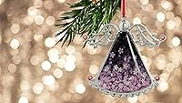 Vista 6 de XUTAI Ángel de árbol de Navidad con flor de cerezo colgante de vidrio, colgante de vidrio de ángel para decoración navideña