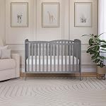 Dream On Me Chelsea 5-In-1 Convertible Crib In Strom Grey, 4 Mattress Height Positions, Non Toxic Finish, JPMA Certified, Made Of Sustainable And Sturdy Pinewood