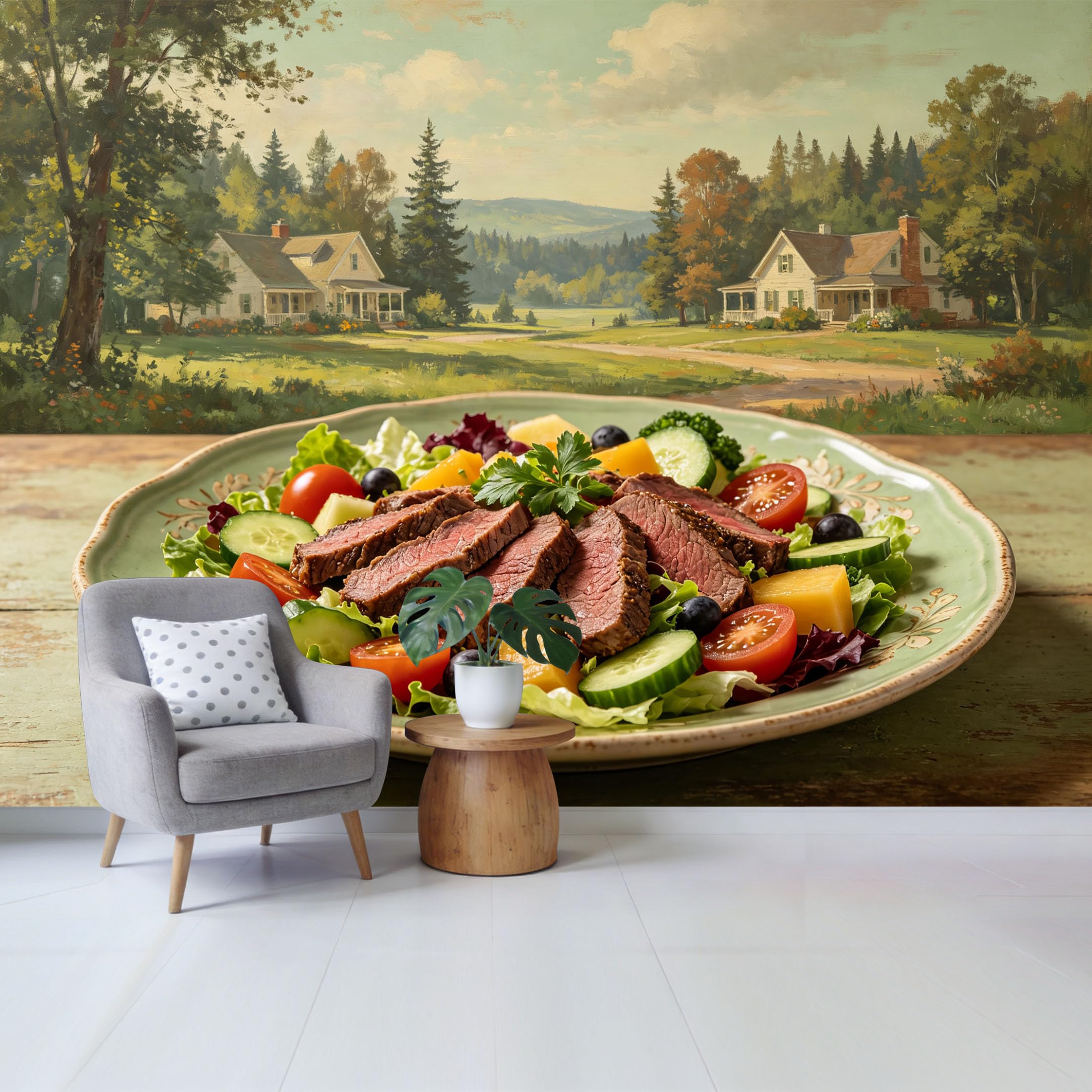 Qzlithotic Yq2605250413 Custom Size Wall Mural Pastoral Landscape Countryside Farmhouse Oil Painting Style Selfadhesive Wall Fabric Removable Wallpaper For Home Office Decor