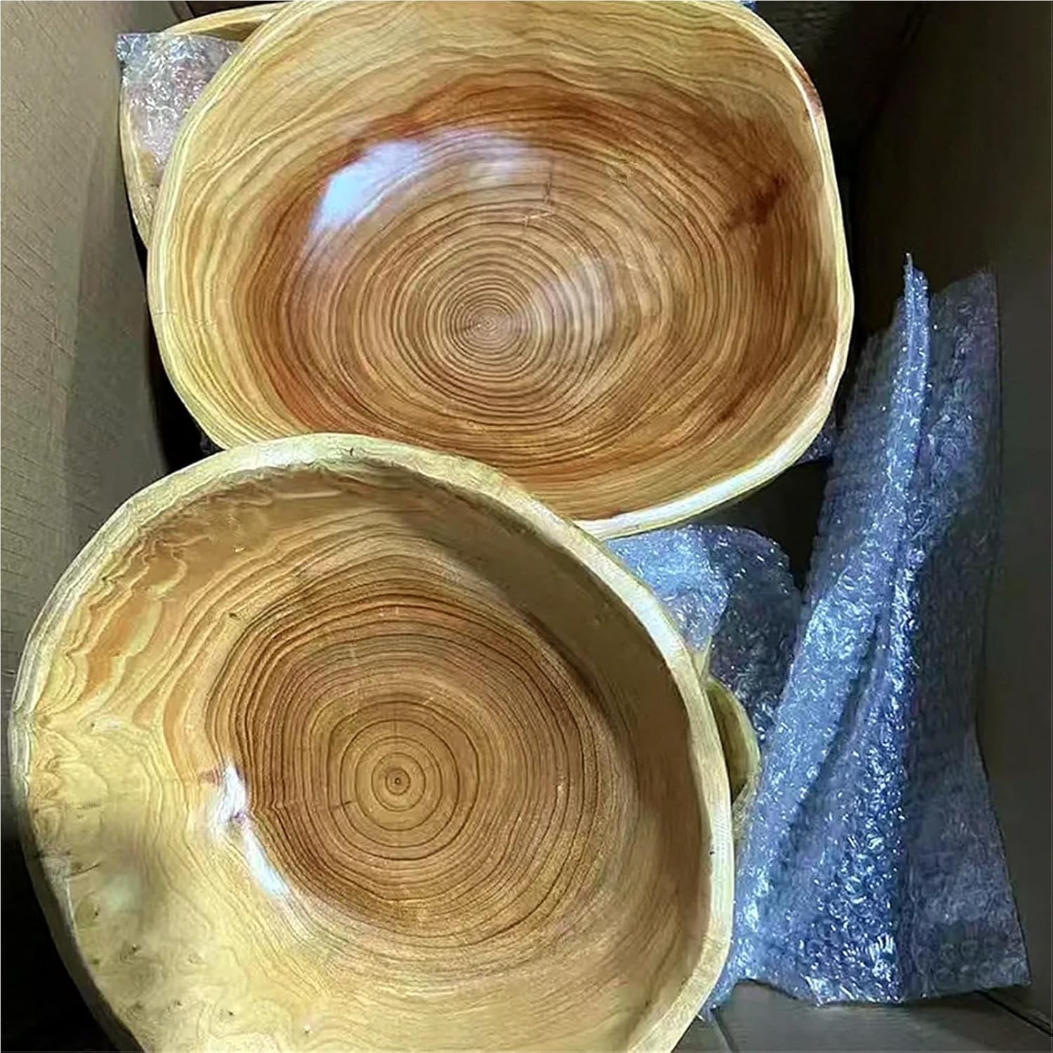Handmade Wooden Storage Bowl, Natural Root Wood Crafts Dish Fruit Salad Serving Bowls(DN 20-24cm)