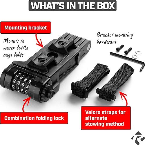 Miniatura 4 de Revere Candado plegable para bicicleta, acero endurecido antirrobo, resistente al óxido, cerradura de bicicleta de combinación de 4 dígitos con