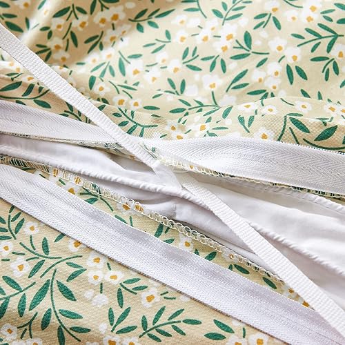 Miniatura 6 de HoneiLife Funda de edredón de algodón tamaño Queen  3 piezas de funda de edredón floral suave y transpirable con cierre de cremallera y lazos en las