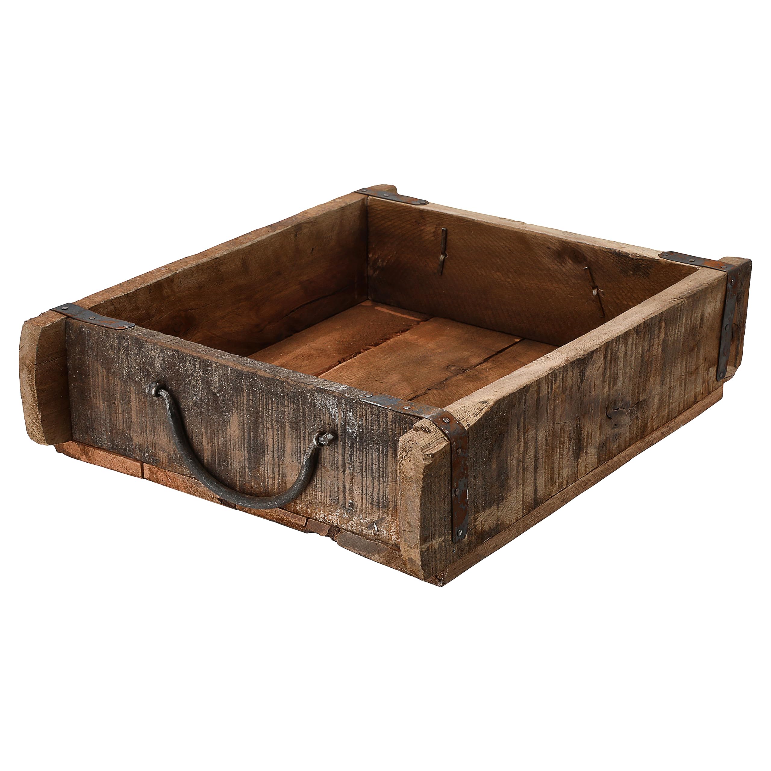 Cepewa Scatola a Forma di Mattoni in Legno di Faggio, Look Usato, 30 x 25 cm, Con Manico in Metallo