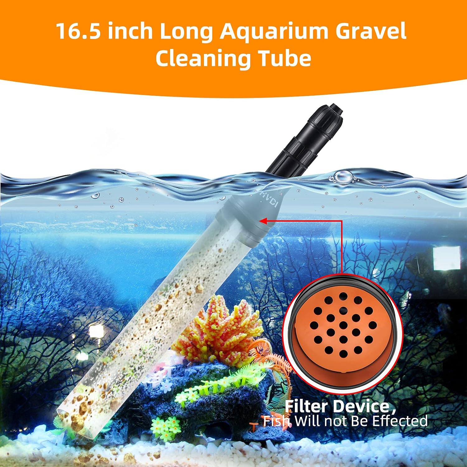 Piosoo Aquarium Water Changer Kit, Automatic Vacuum Siphon Fish Tank Gravel Cleaner Tube - Universal Quick Pump Aquarium Water Changing and Filter Tool (50ft)