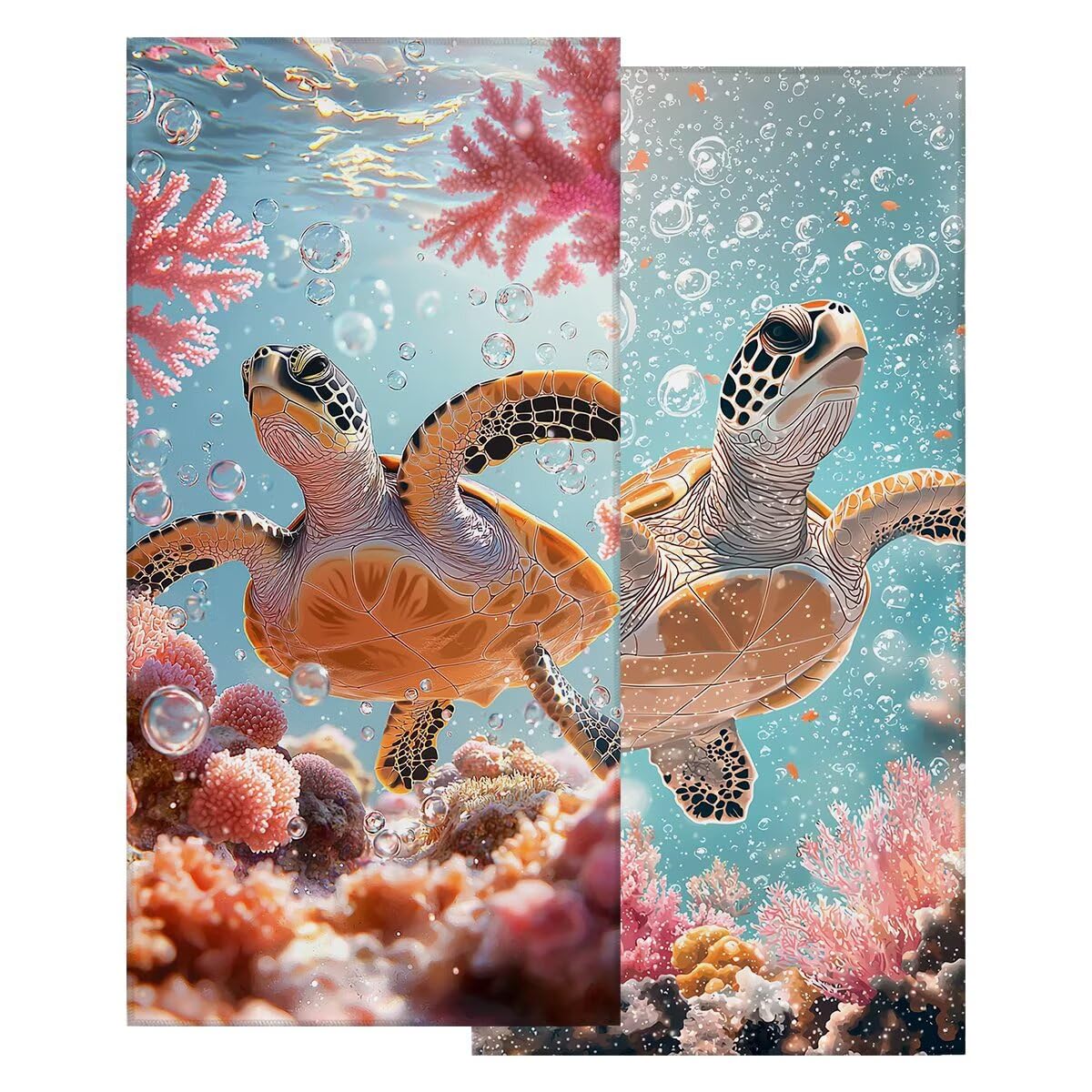 Ręcznik plażowy z mikrofibry, zestaw 2 dużych ręczników kąpielowych 100x220 cm, szybkoschnący ręcznik kąpielowy z żółwiem morskim, ręczniki plażowe, delikatne ręczniki z mikrofibry Sport-5150