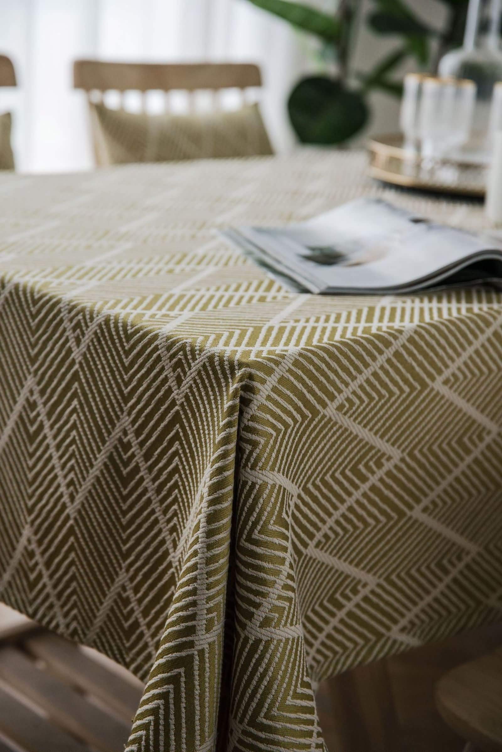 Mantel Rectangular Amarillo Terraza, Rayas Onduladas, de Poliéster Fácil de Limpiar, 135 x 300 cm, Mantel para Restaurante