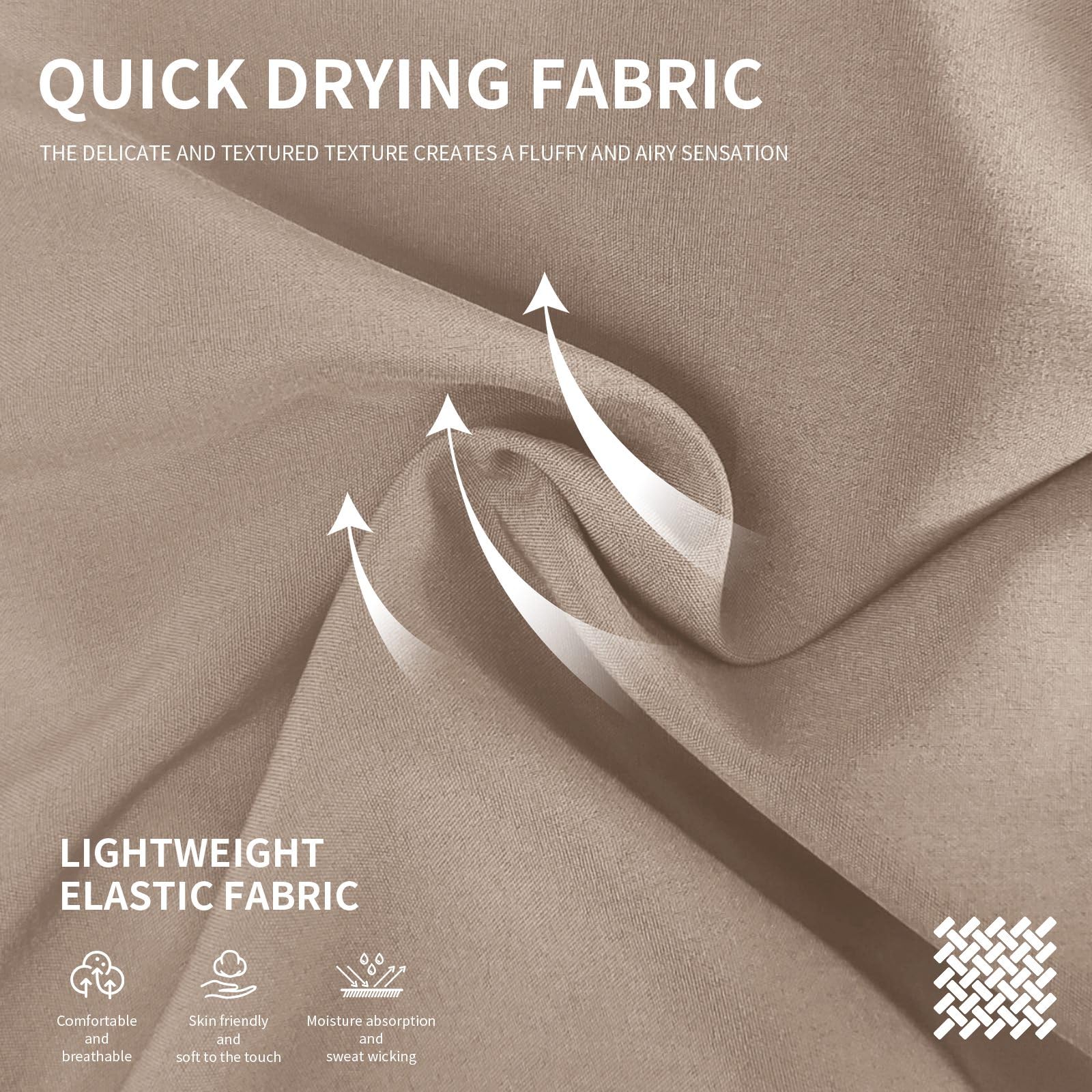 niaahinn Women's Breathable Cool Stretch Scrub Top and Yogger Waistband Pant with Multi-Pockets (Khaki,M)