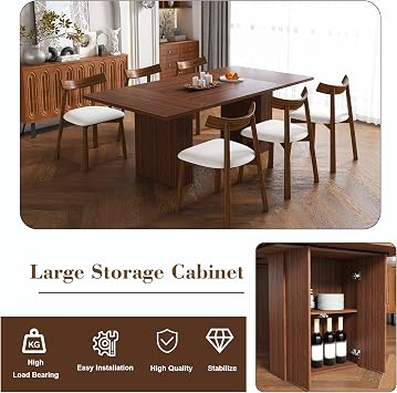 78-inch Long Dining Table Set for 6 in Natural Wood Veneer, Rectangular MDF Kitchen Table with Storage Base & 6 PU Cushioned Chairs, Modern Rustic Dining Set for Kitchen and Dining Room
