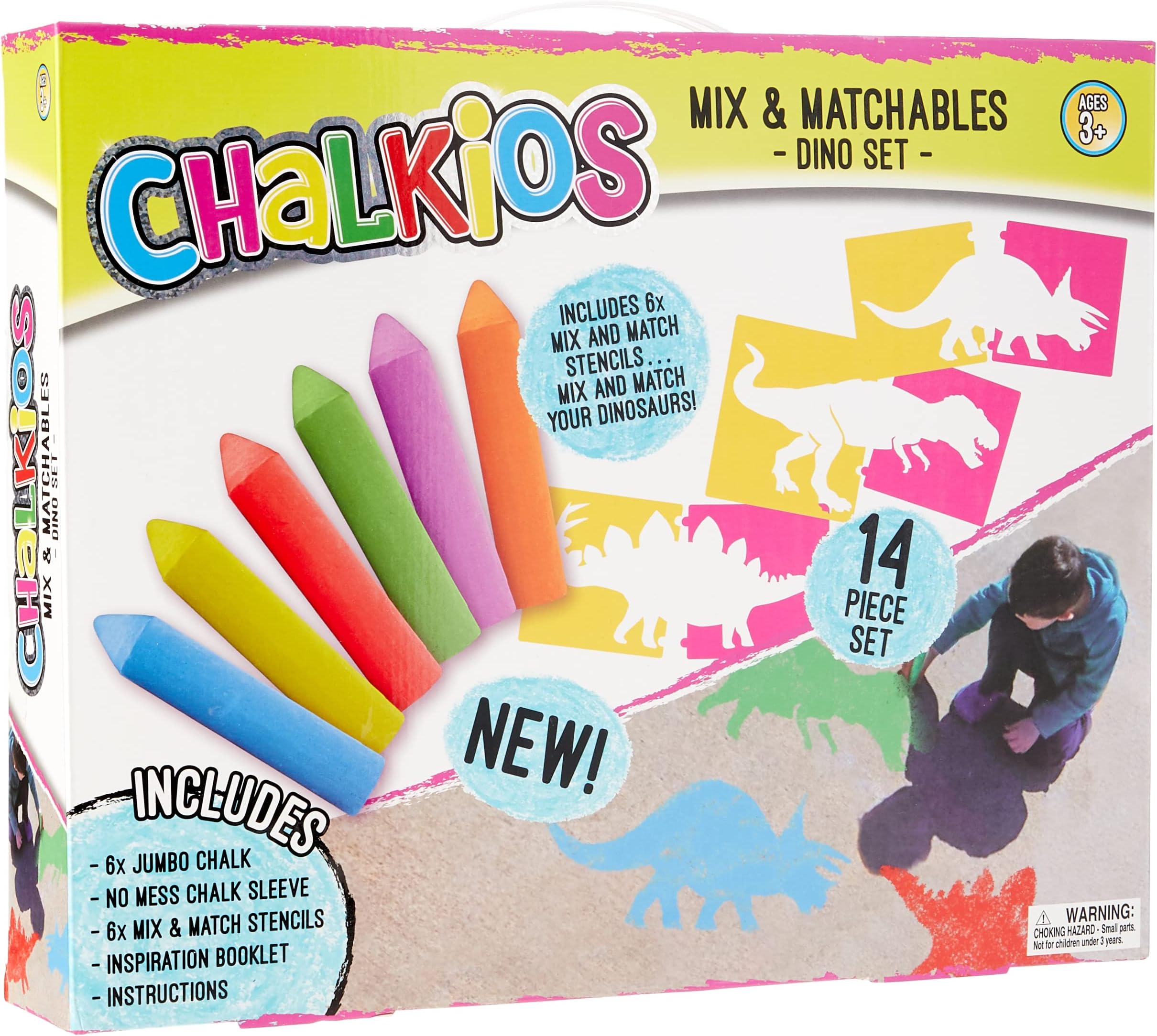 PETERKIN | Chalkios - Sidewalk Chalk | Colourful jumbo chalks and stencils to brighten up the pavement or patio! | Arts & Crafts | Outdoor Toys | Ages 3+