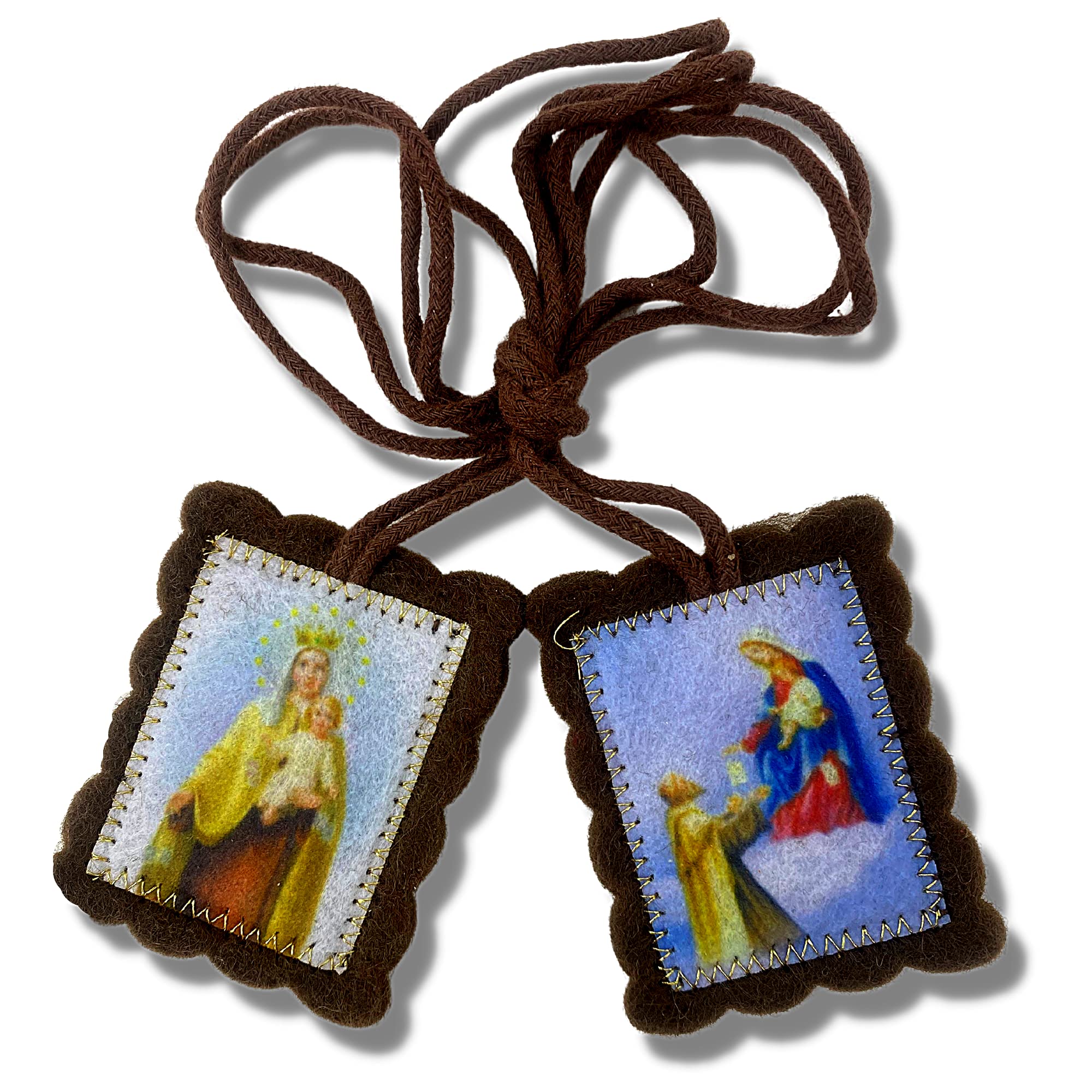 Buy The Brown Wool Catholic Scapulars Our Lady of Carmel with Scalloped