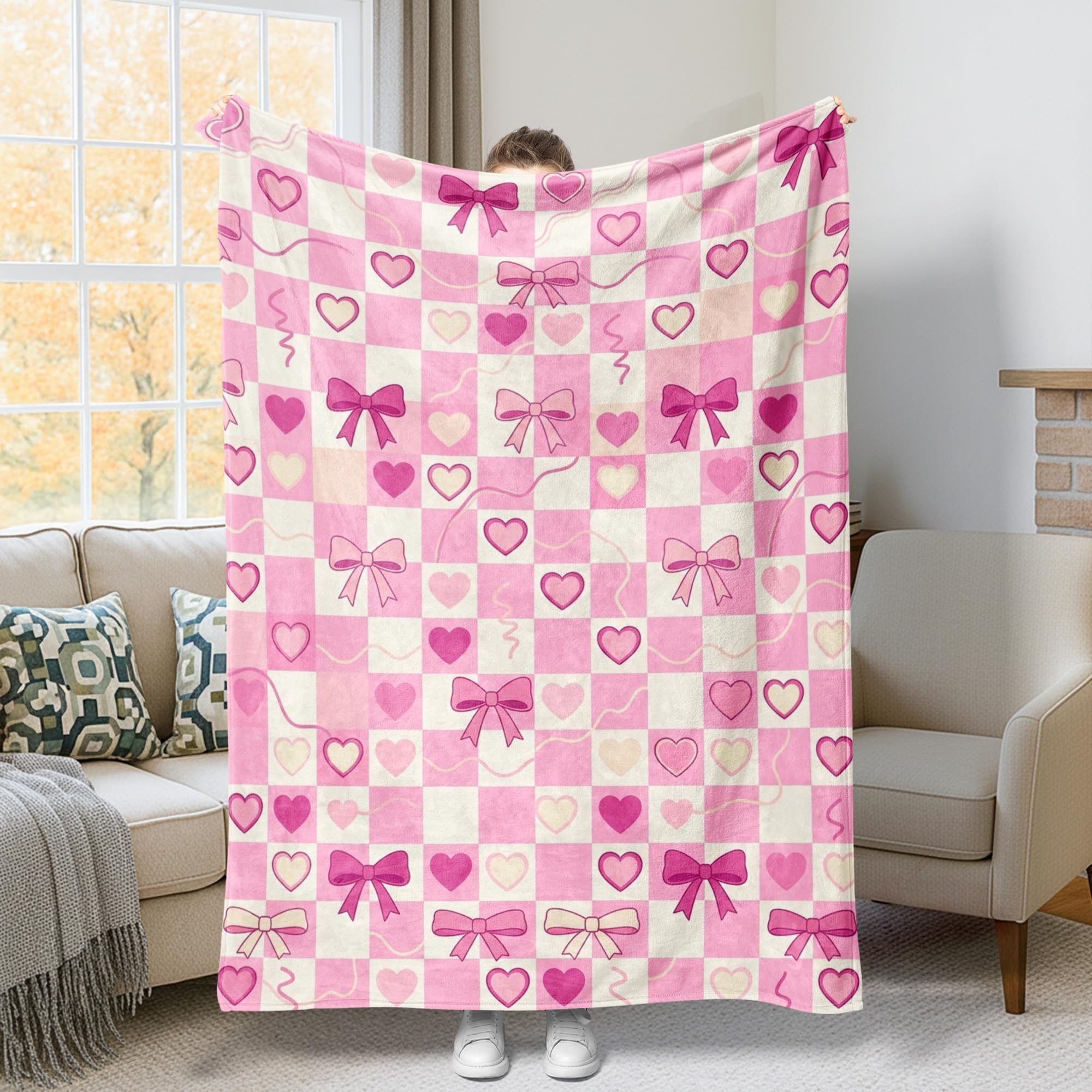 Plaid en peluche romantique pour cocooning sur canapé et lit