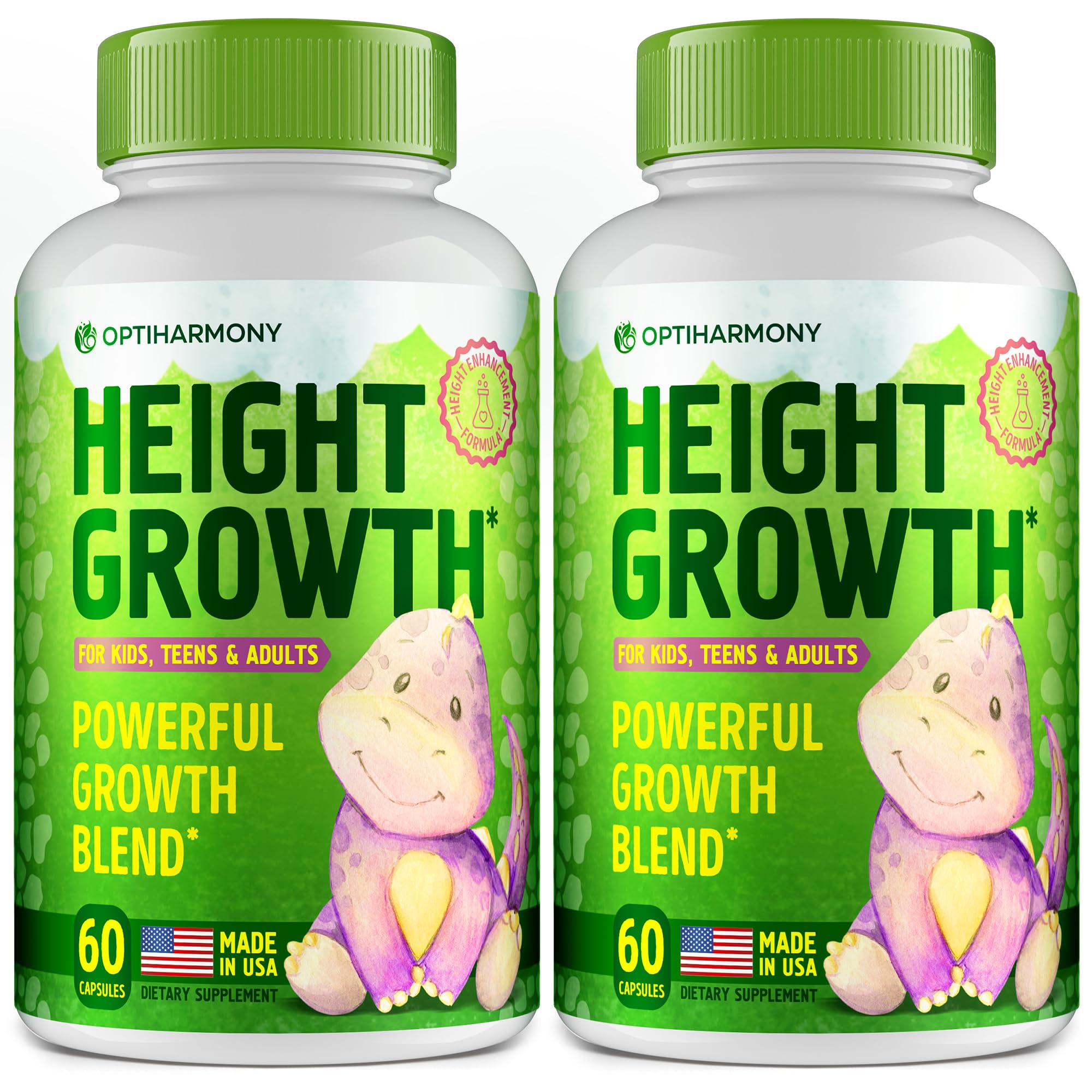 (Pack of 2) Height Growth Maximizer - Made in USA - Natural Height Increase Booster Supplement & Grow Taller Pills - Bone Growth for Adults, Teens & Kids - Vitamins for Boys & Girls to Get Taller