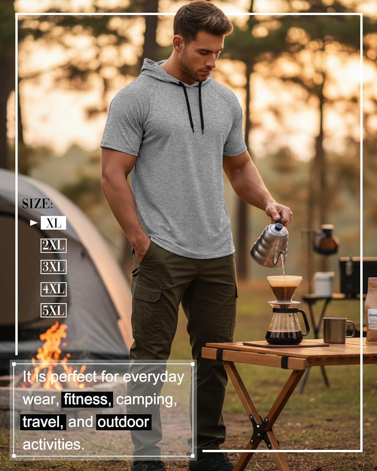 Ficerd 3 Pack Big and Tall Men's Hoodie Short Sleeve Workout T Shirts Casual Running Athletic Pullover Sweatshirt - Image 3