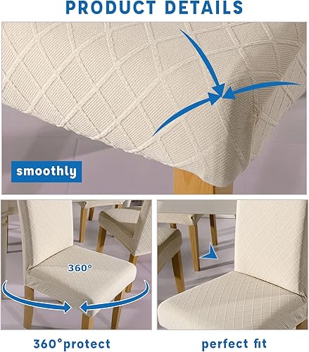 Miniatura 3 de HAOYONG Funda para silla de comedor, de jacquard, lavable, funda para silla Parsons, protector de asiento extraíble para comedor, hotel, ceremonia,