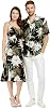 Matchable Couple Hawaiian Luau Shirt or Mermaid Ruffle Dress in Wispy Cereus Black