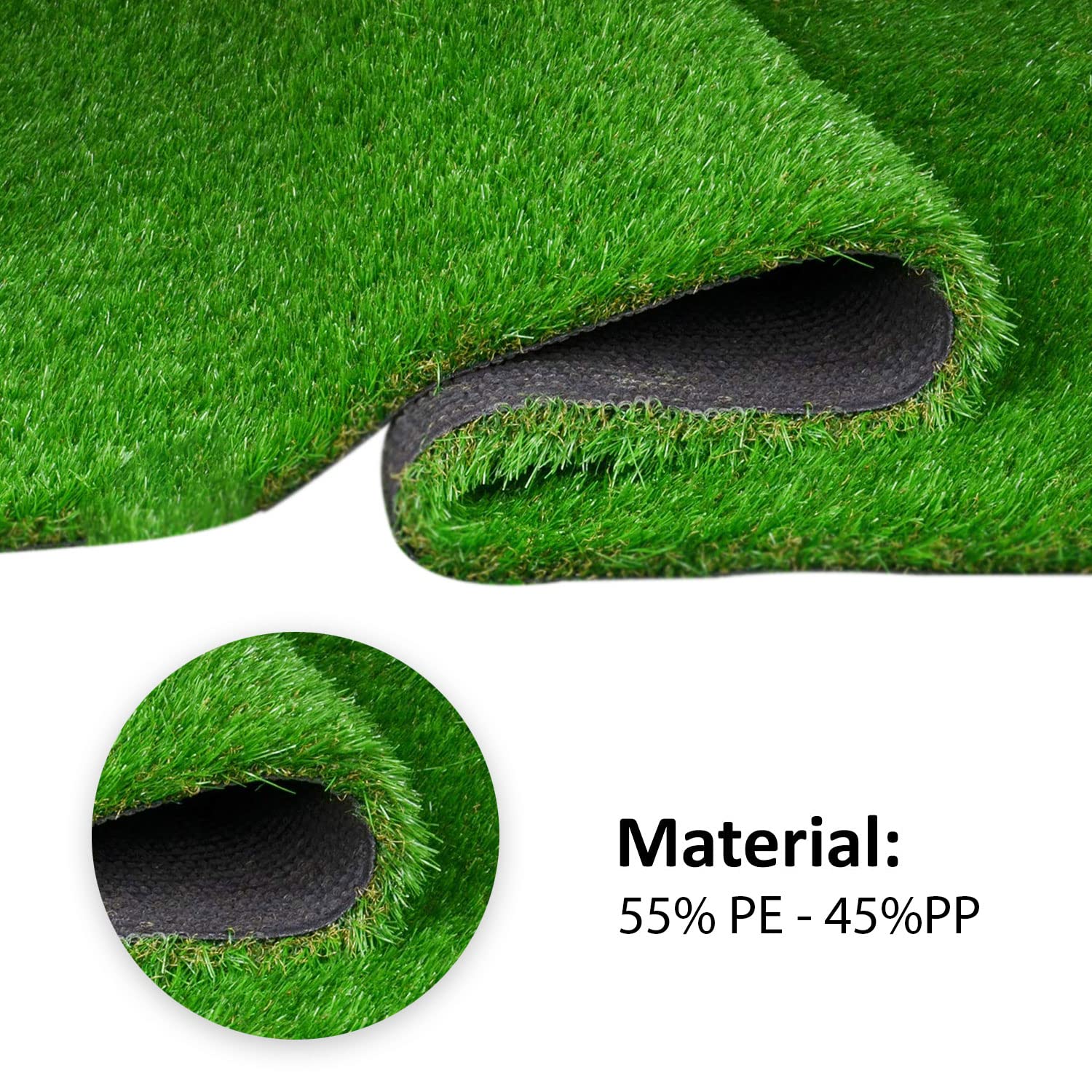 MDEKOR Kunstgrastapijt voor buiten, kunstgras, weerbestendig, grastapijt per meter groen 150x200 cm, balkon vloerbedekking waterdoorlatend met drainage 200 cm breed in echt gazon optiek
