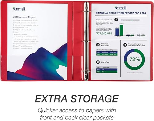 Vista 125 de Samsill (MP128587) - Carpeta de 3 anillos redondos de 3 pulgadas, fabricada en los EE. UU., con cubierta transparente personalizable para insertos